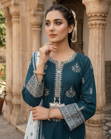 Designer Three Piece | Embroidered Handwork - Sakura | Summer Lawn