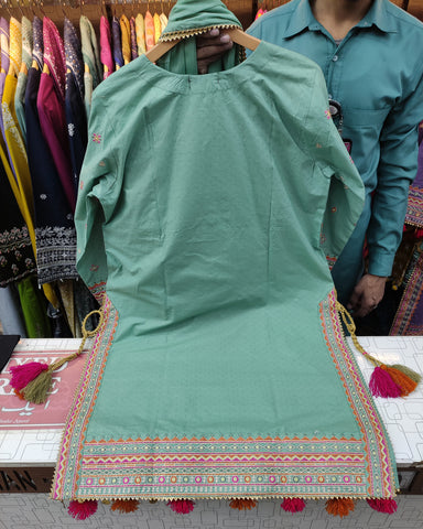 Designer Three Piece | Embroidered - Badshah Begum | Premium Khaddar