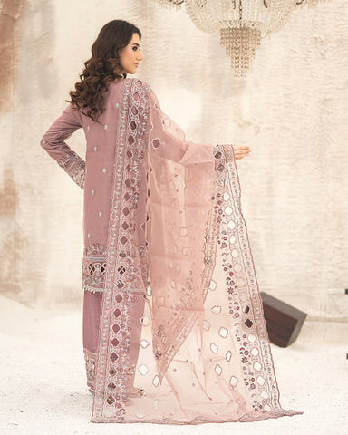 Three Piece Formals | Festive Embroidered - Huriyah | Premium Organza