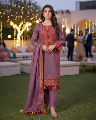 Designer Three Piece | Embroidered - Gulnaar | Premium Lawn