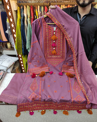 Designer Three Piece | Embroidered - Gulnaar | Premium Lawn