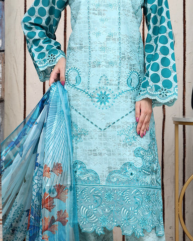 Designer Three Pieces | Polka Dots | Cambric