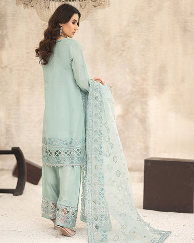Three Piece Formals | Festive Embroidered - Huriyah | Premium Organza