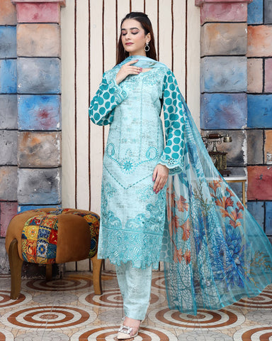 Designer Three Pieces | Polka Dots | Cambric