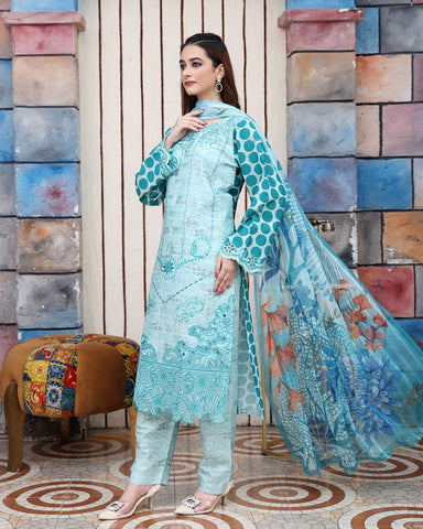Designer Three Pieces | Polka Dots | Cambric