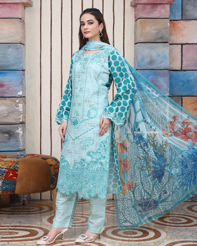 Designer Three Pieces | Polka Dots | Cambric