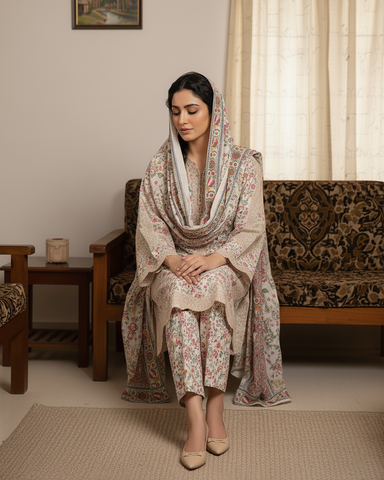 Designer Three Piece | Embroidered - Masterfully Crafted | Khaddar