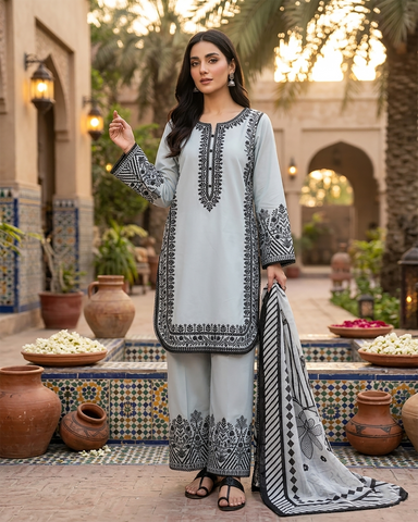 Designer Three Piece | Embroidered - Luxury Virsa Iconic | Premium Lawn