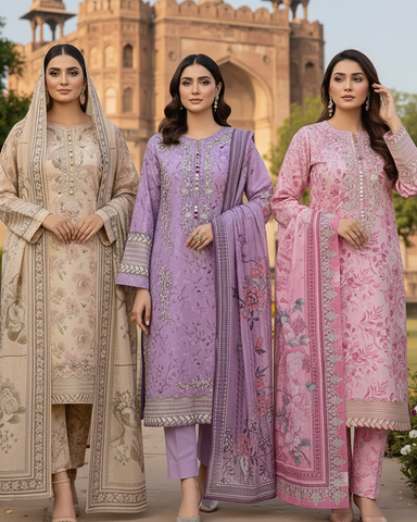 Designer Three Piece | Embroidered - Gulabo | Winter Cotton