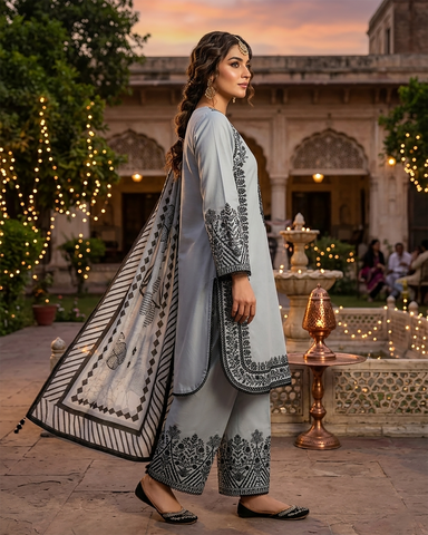 Designer Three Piece | Embroidered - Luxury Virsa Iconic | Premium Lawn