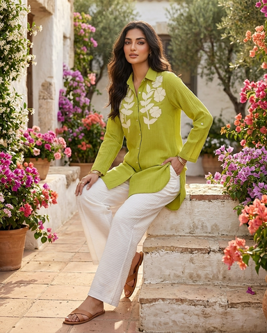 Semi Western Two Piece | Designer Co-Ord Set | Crush Georgette