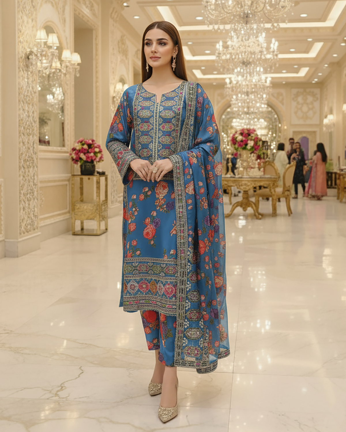 Designer Three Piece | Embroidered - Nimra | Pure Silk