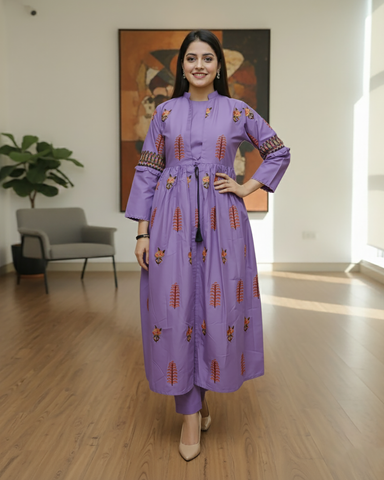 Designer Embroidered Gown/Inner | Titli Gown | Cambric Khaddar