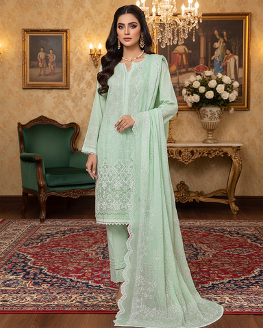Three Piece Formals | Embroidered - White & White - Eid Special | Premium Lawn