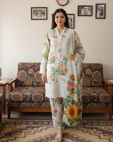 Designer Three Piece | Mano - Winter Special | Premium Corduroy Khaddar