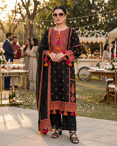 Designer Three Piece | Embroidered - Gulnaar | Premium Lawn