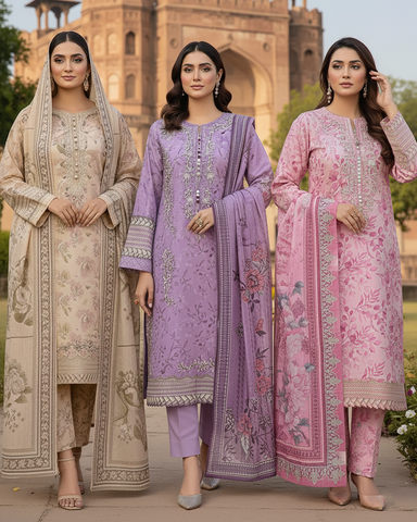 Designer Three Piece | Embroidered - Gulabo | Winter Cotton