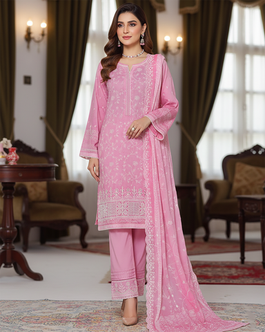 Three Piece Formals | Embroidered - White & White - Eid Special | Premium Lawn