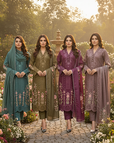 Designer Three Piece | Embroidered - Mehrmah | Premium Cotton Khaddar