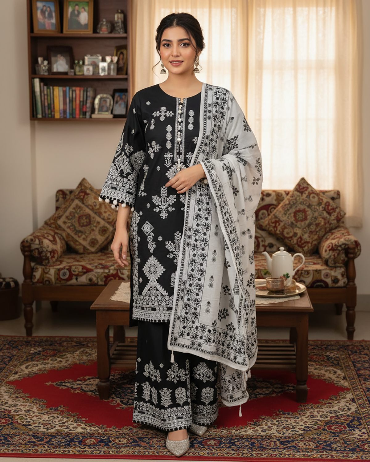 Designer Three Piece | Embroidered Betaab | Winter Khaddar