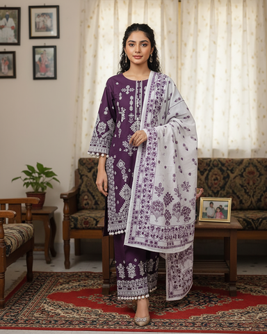 Designer Three Piece | Embroidered Betaab | Winter Khaddar