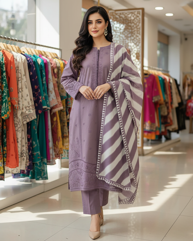 Designer Three Piece | Masakali-Buttoned Down | Premium Winter Cotton