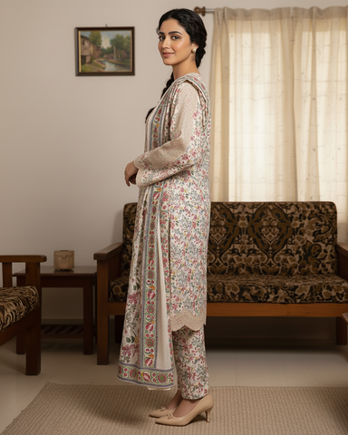 Designer Three Piece | Embroidered - Masterfully Crafted | Khaddar
