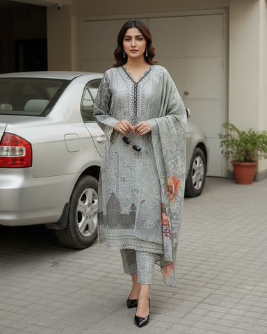 Designer Three Piece | Embroidered - Aanchal | Premium Winter Cotton