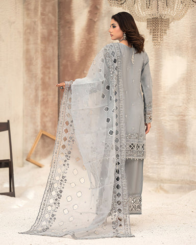 Three Piece Formals | Festive Embroidered - Huriyah | Premium Organza