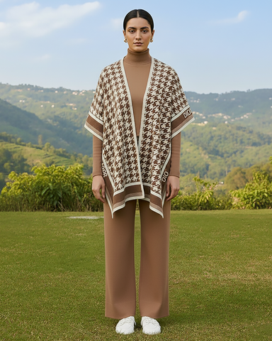 Western Cape Shawl Co-ord Set | Designer "Dior" | Imported Wool