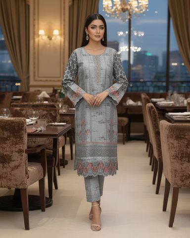Designer Three Piece | Embroidered - Minahil | Premium Winter Cotton