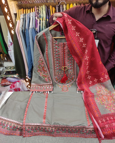 Designer Three Piece | Embroidered - Sawan | Premium Lawn Cotton