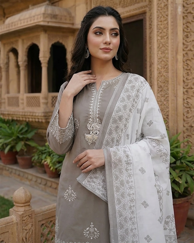 Designer Three Piece | Embroidered Handwork - Sakura | Summer Lawn