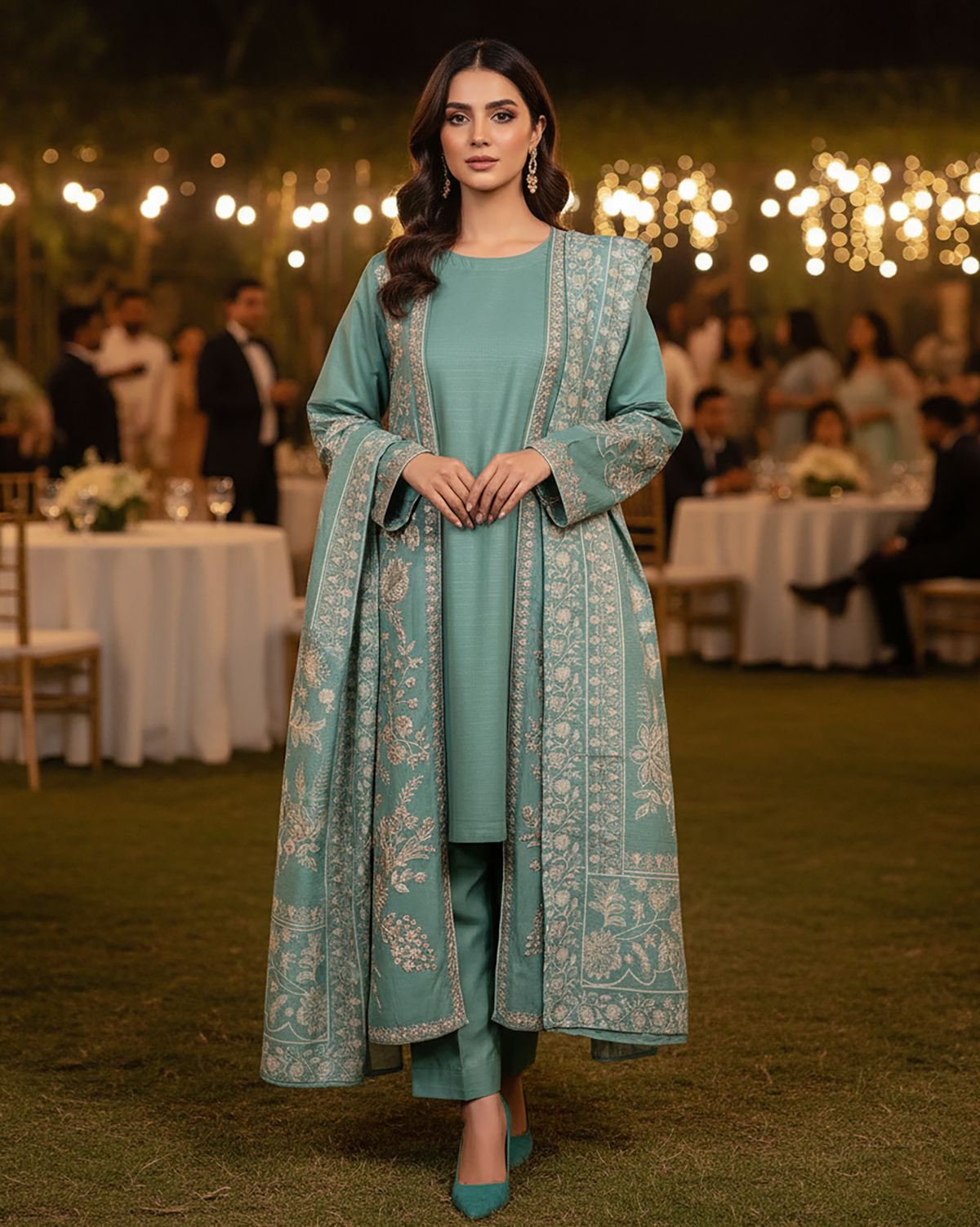 Designer Three Piece | Gown/Inner - Shah Jahan | Premium Khaddar