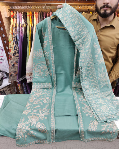 Designer Three Piece | Gown/Inner - Shah Jahan | Premium Khaddar