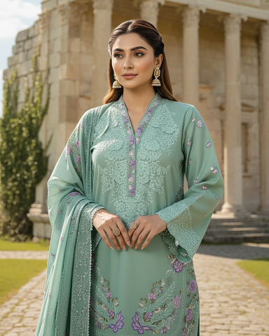 Designer Three Piece | Embroidered - Irem | Premium Cotton Khaddar
