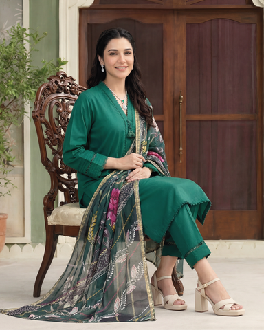 Digital Three Piece | Designer "Isola"- Eid Special | Premium Cotton Lawn