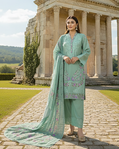 Designer Three Piece | Embroidered - Irem | Premium Cotton Khaddar