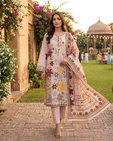 Designer Three Piece | Embroidered - Everyday Multi Chrome | Lawn