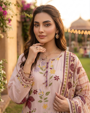Designer Three Piece | Embroidered - Everyday Multi Chrome | Lawn