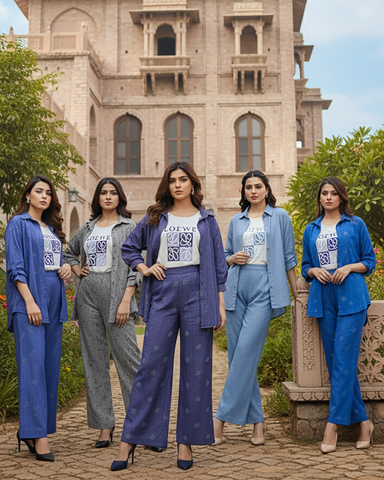 Western Denim Co-ord Set | Designer Mukesh | Denim Styled Lycra