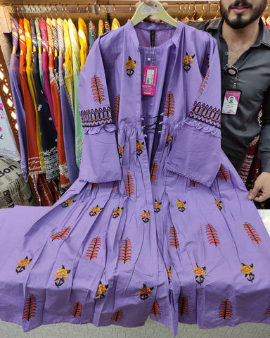 Designer Embroidered Gown/Inner | Titli Gown | Cambric Khaddar