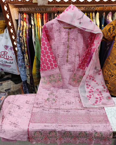 Designer Three Piece | Embroidered - Minahil | Premium Winter Cotton