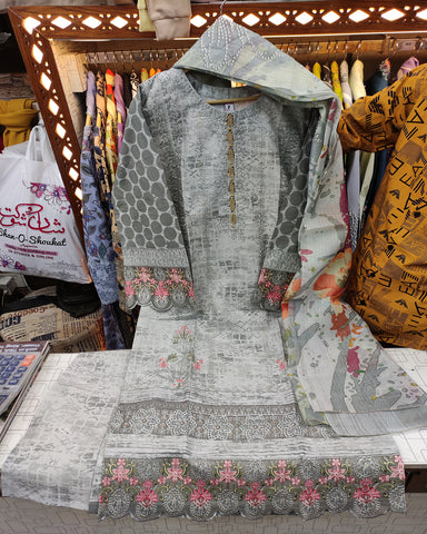 Designer Three Piece | Embroidered - Minahil | Premium Winter Cotton