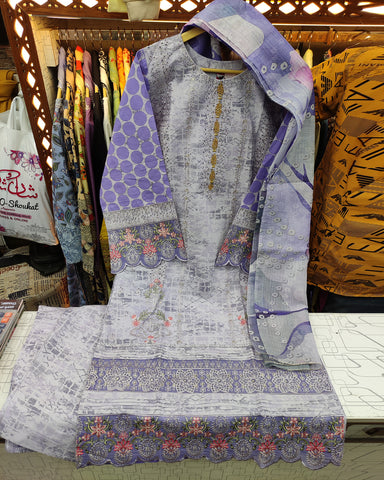 Designer Three Piece | Embroidered - Minahil | Premium Winter Cotton