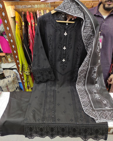 Designer Three Piece | Embroidered-Lehar | Premium Lawn