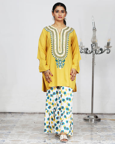 Semi Western Two Piece | Short Shirt | Bell Flapper | Stone Linen
