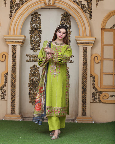 Designer Embroidered Three Piece | Laadli | Khaddar