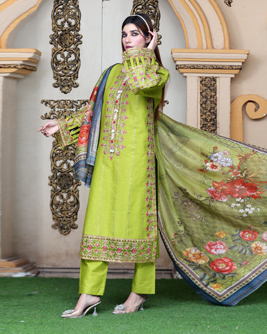 Designer Embroidered Three Piece | Laadli | Khaddar