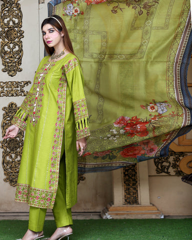 Designer Embroidered Three Piece | Laadli | Khaddar